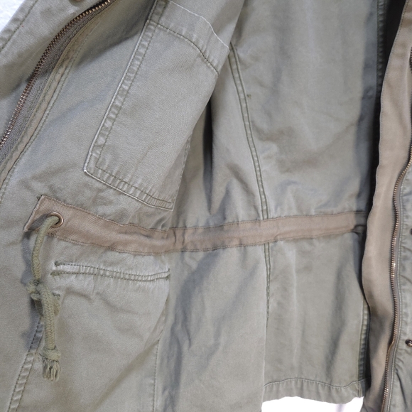 Madewell Cinched Waist Jacket Olive Green Canvas Zip Up Pockets Size Large - Picture 10 of 16